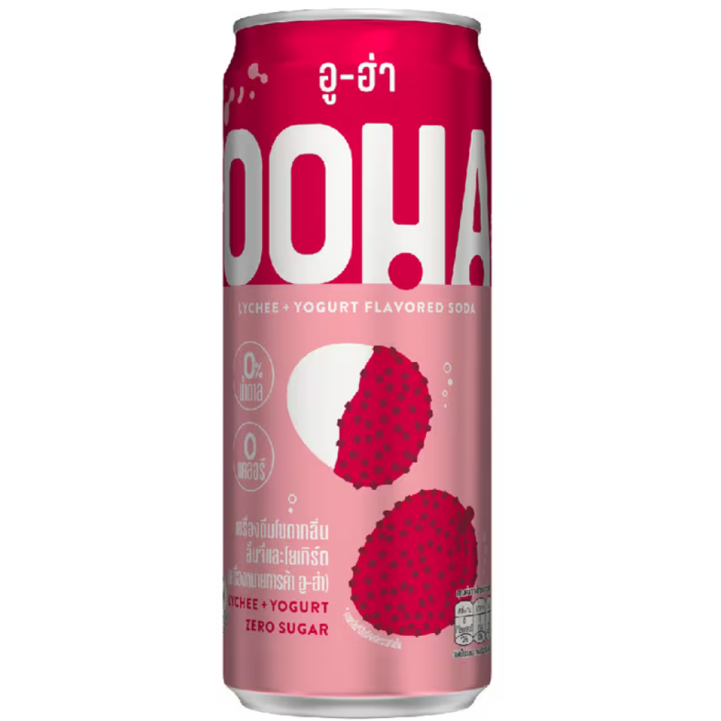 OOHA Lychee and Yogurt Flavored Soda 330ml. Pack 6