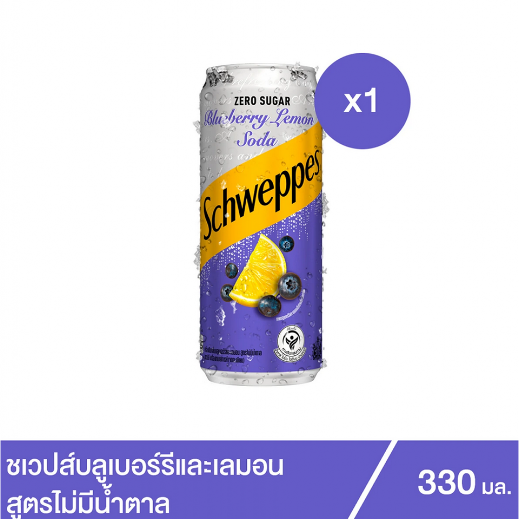 Schweppes Zero Sugar Blueberry Lemon Soda 330ml.