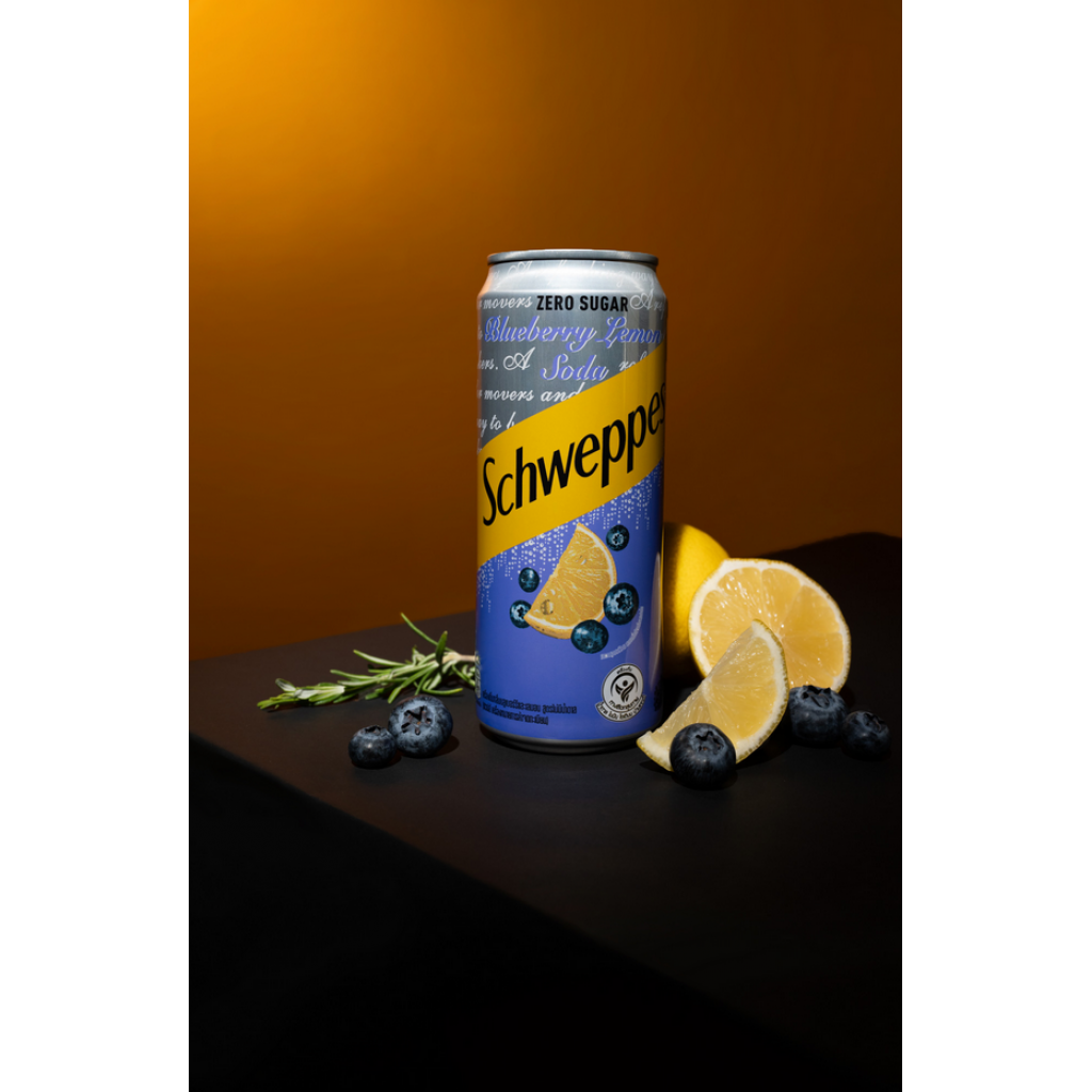 Schweppes Zero Sugar Blueberry Lemon Soda 330ml.