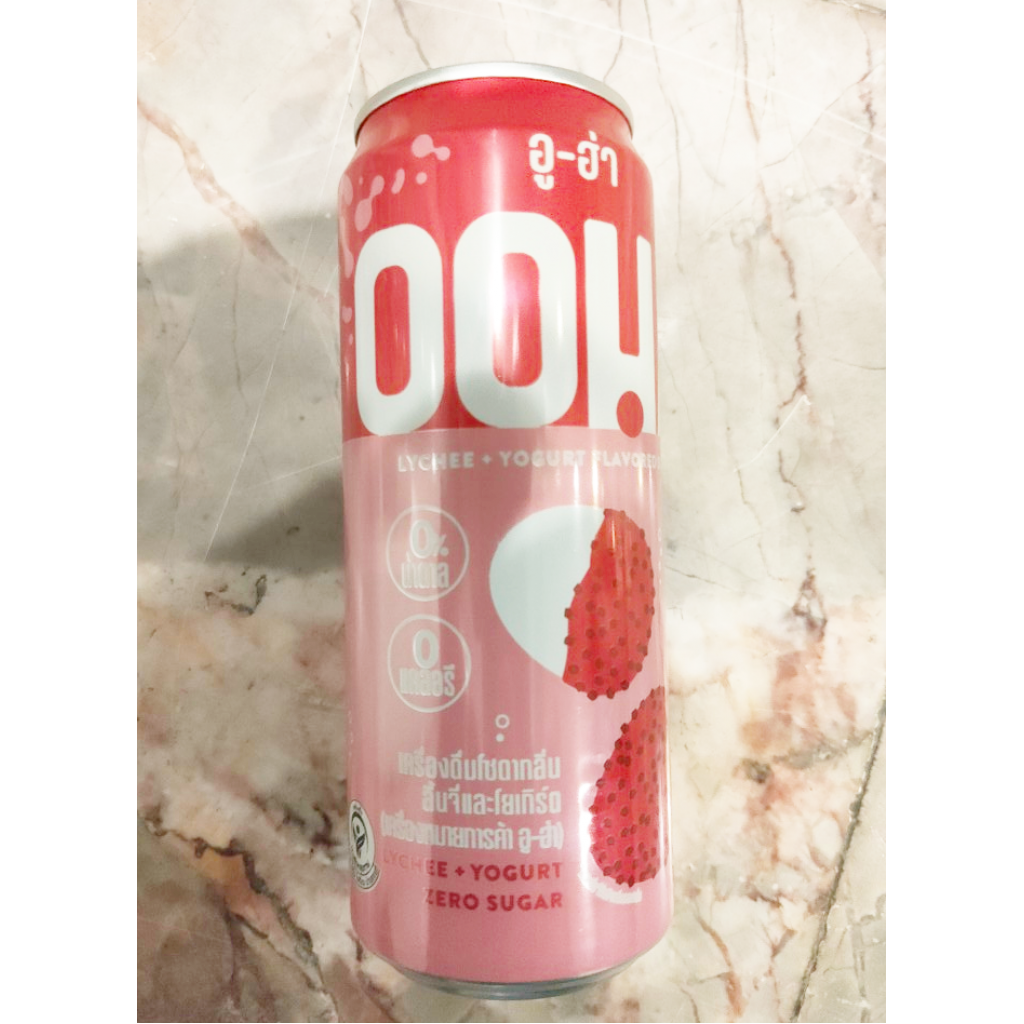 OOHA Lychee and Yogurt Flavoured Soda Zero Sugar 330ml.