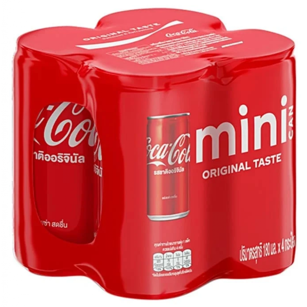 Coca Cola Coke Mini Soft Drink 180ml. Pack 4