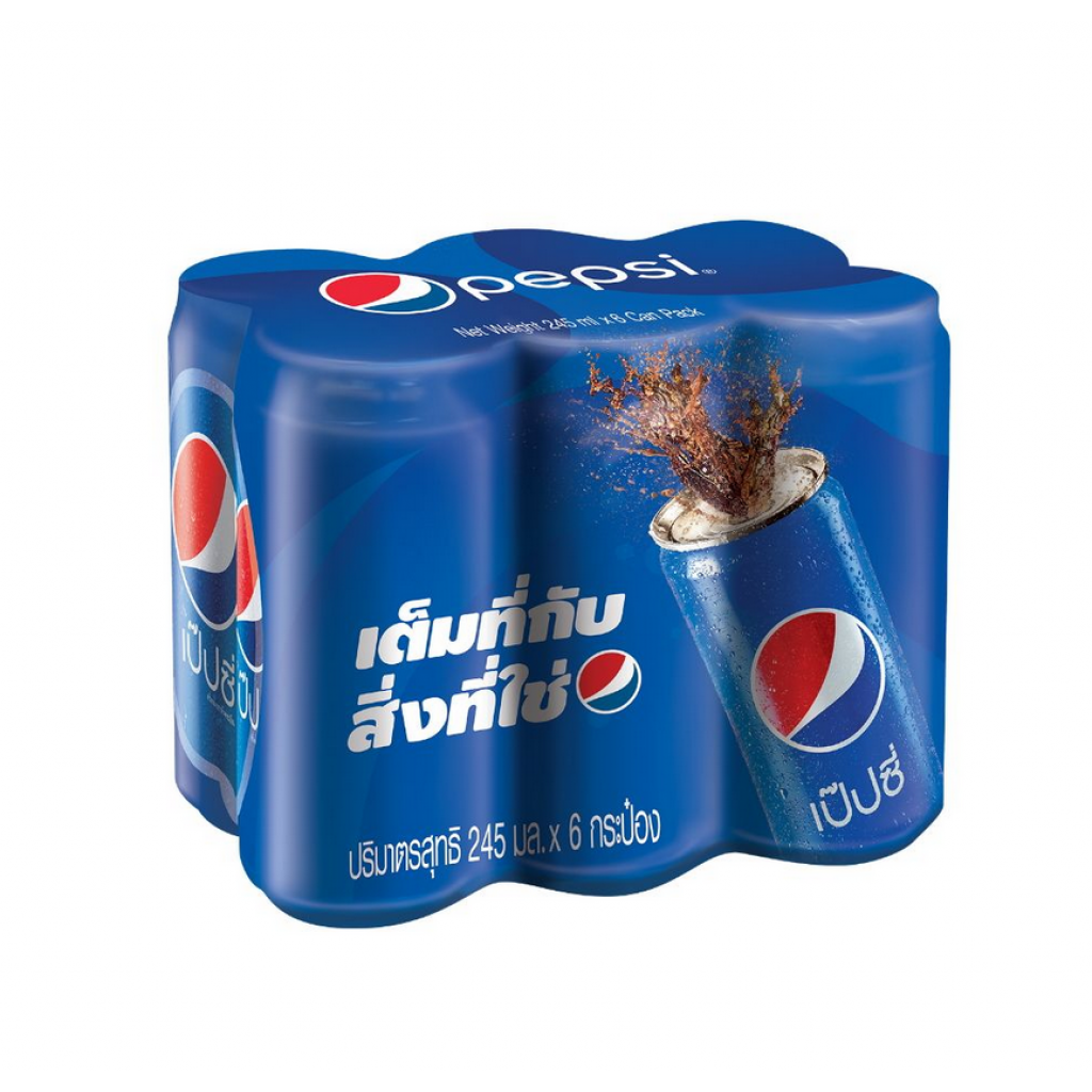 Pepsi Carbonated Drink Cola Flavour 245ml. Pack 6