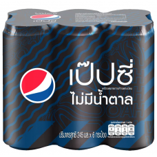 Pepsi Carbonated Drink Cola Flavor No Sugar 245ml. Pack6