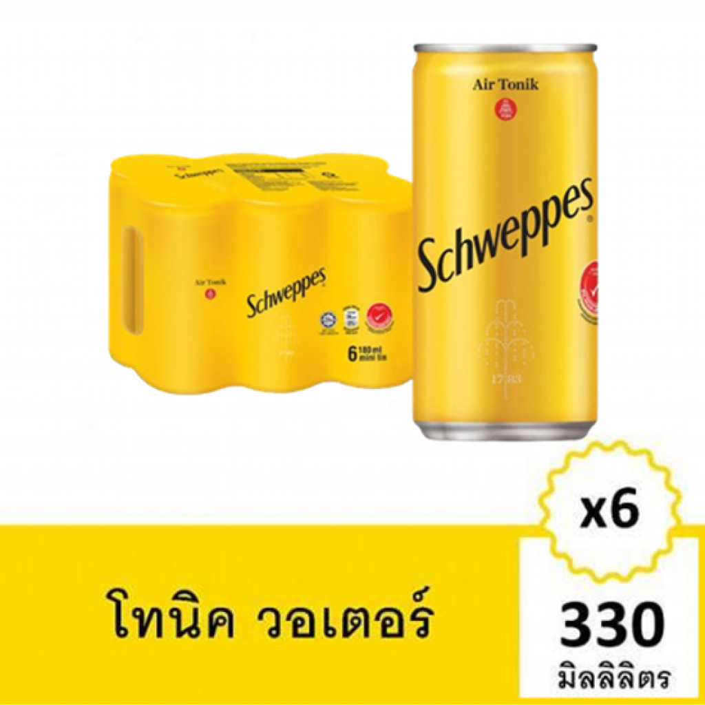 Schweppes Tonic Water 330ml. Pack 6