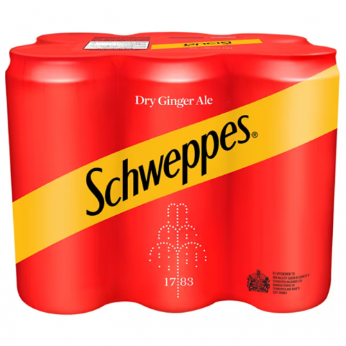 Schweppes Sparkling Dry Ginger Ale 330ml. Pack 6