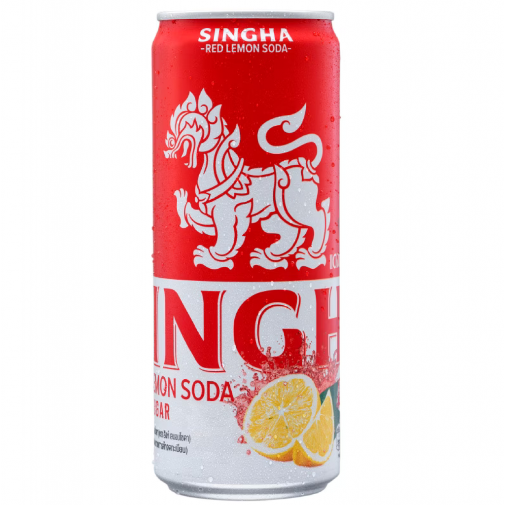 Singha Red Lemon Soda No Sugar 330ml. Pack 5 Free 1