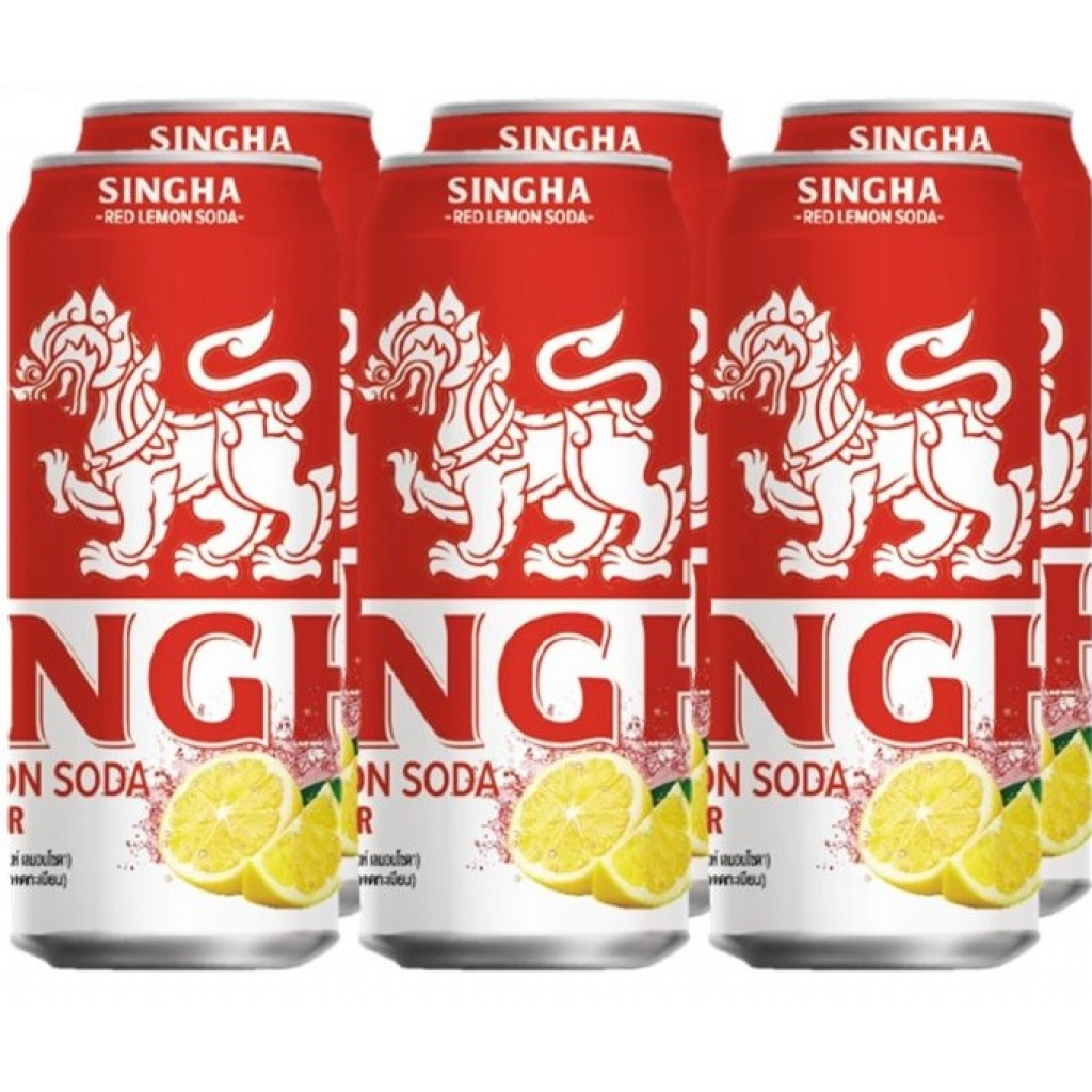 Singha Red Lemon Soda No Sugar 330ml. Pack 5 Free 1