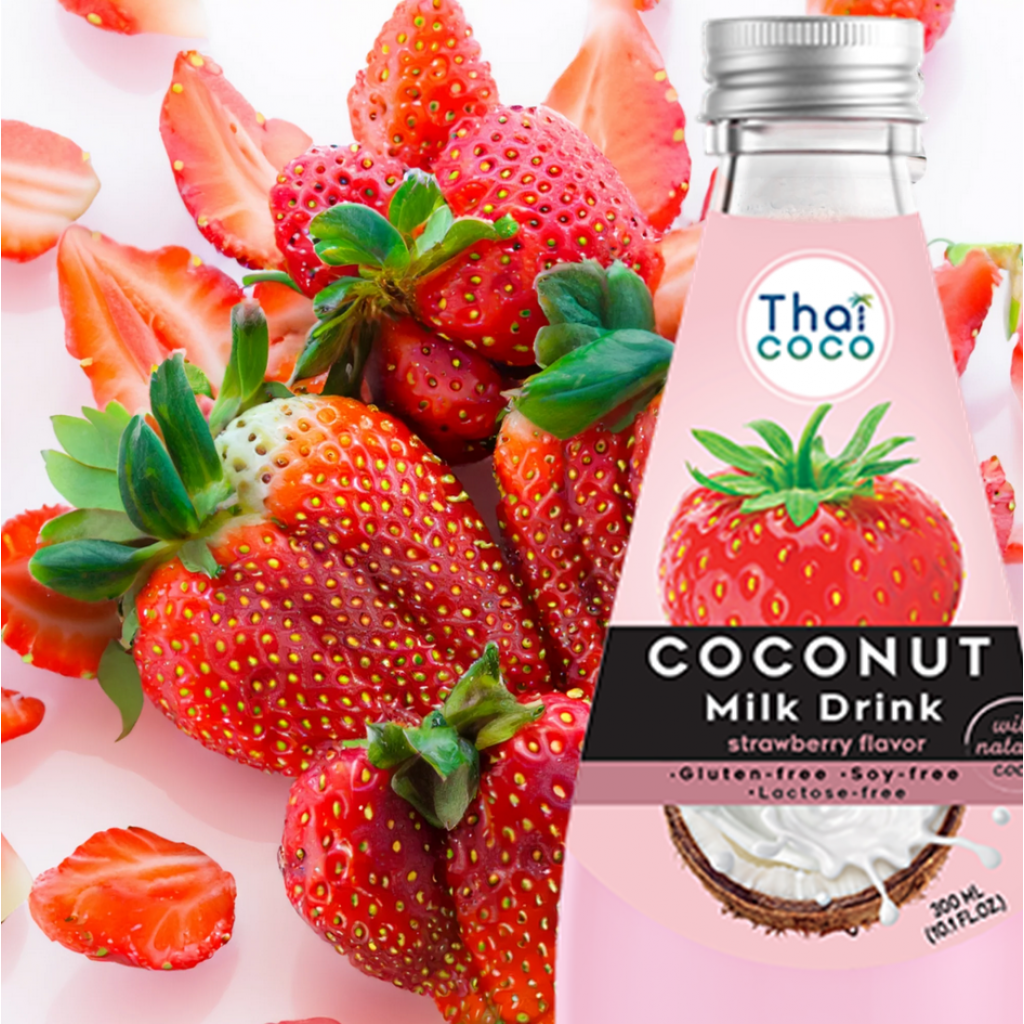 Coconut milk drink Strawberry flavor with Nata de coco 300 ml