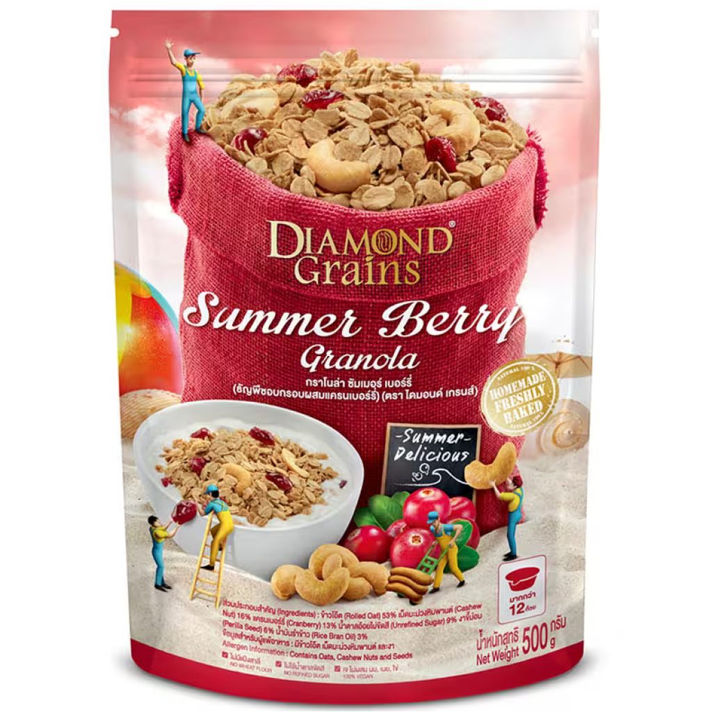 Diamondgrains Granola Summer Berry 500g.