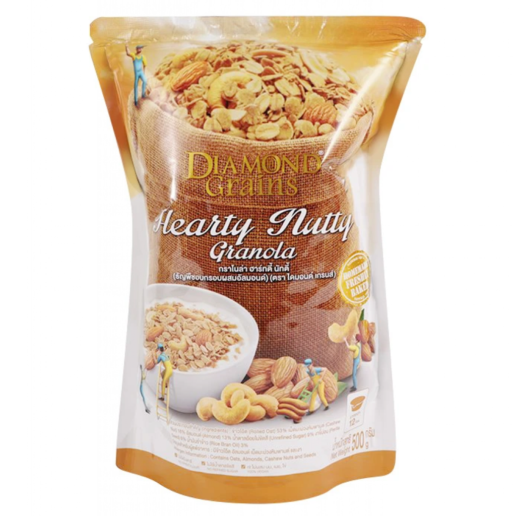 Diamondgrains Granola Hearty Nutty 500g.