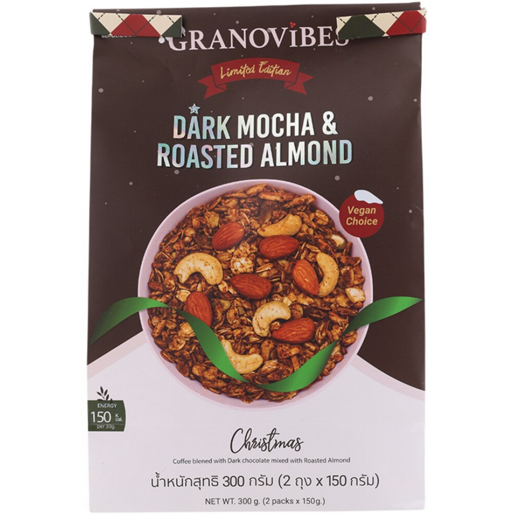 Granovibes Granola Dark Mocha and Roasted Almond 300g.