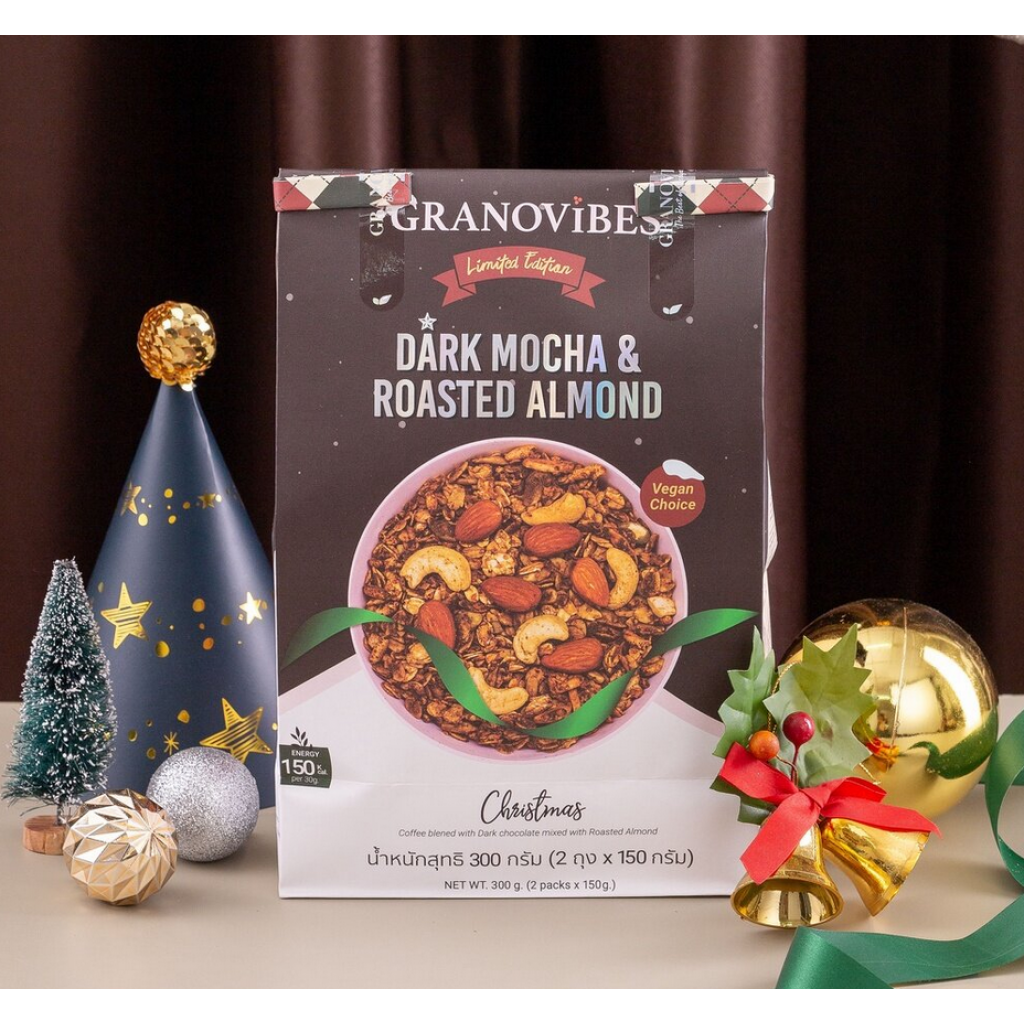 Granovibes Granola Dark Mocha and Roasted Almond 300g.