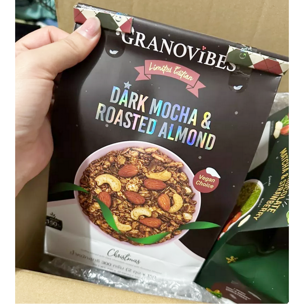 Granovibes Granola Dark Mocha and Roasted Almond 300g.