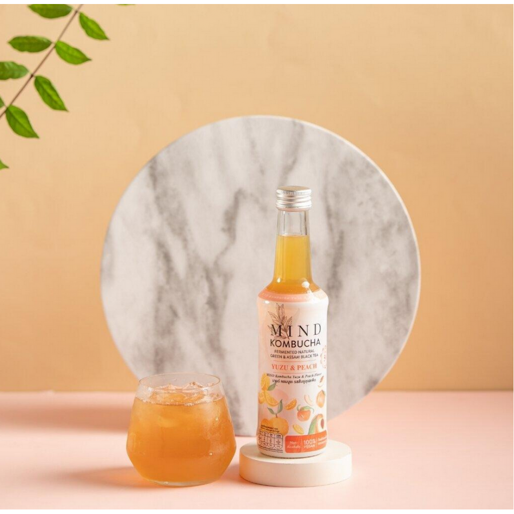 Mind Kombucha Sparkling Yuzu and Peach Flavored 250ml.