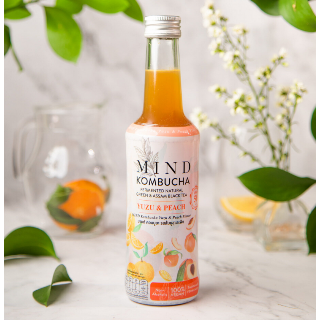 Mind Kombucha Sparkling Yuzu and Peach Flavored 250ml.