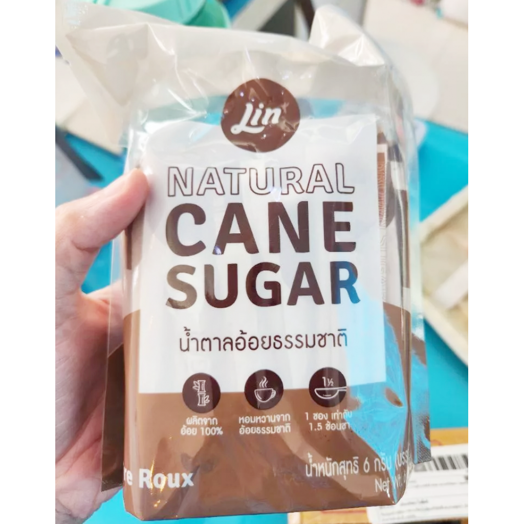 Lin Natural Cane Stick Sugar 6g. Pack 50sachets