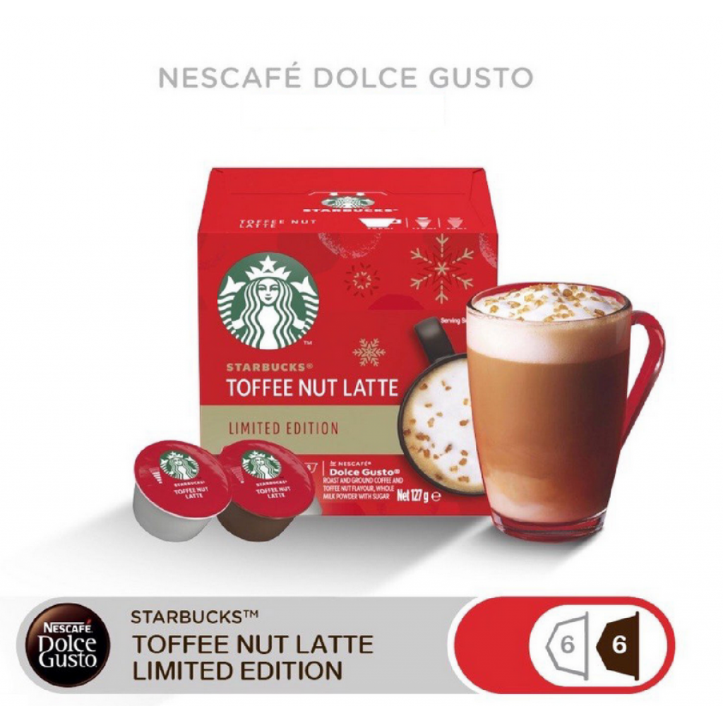 Starbucks Dolce Gusto Roast Ground Coffee Toffee Nut Latte 12Capsules