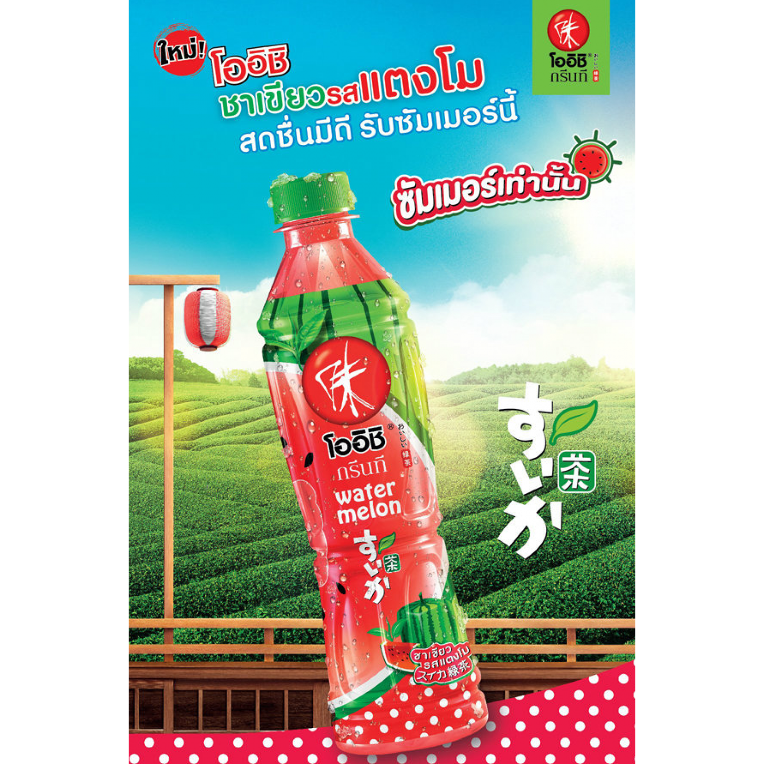 Oishi Green Tea Watermelon Flavour 380ml.