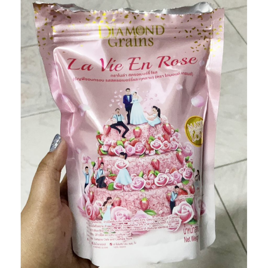 Diamondgrains Strawberry Rose Granola 500g.