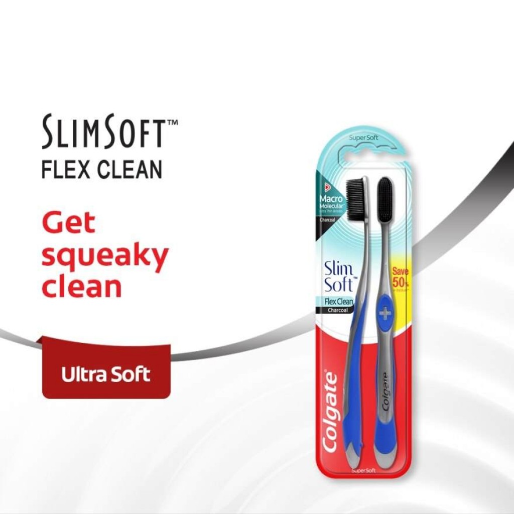 Colgate Slim Soft Flex Clean Ultra Soft Toothbrush Pack 2