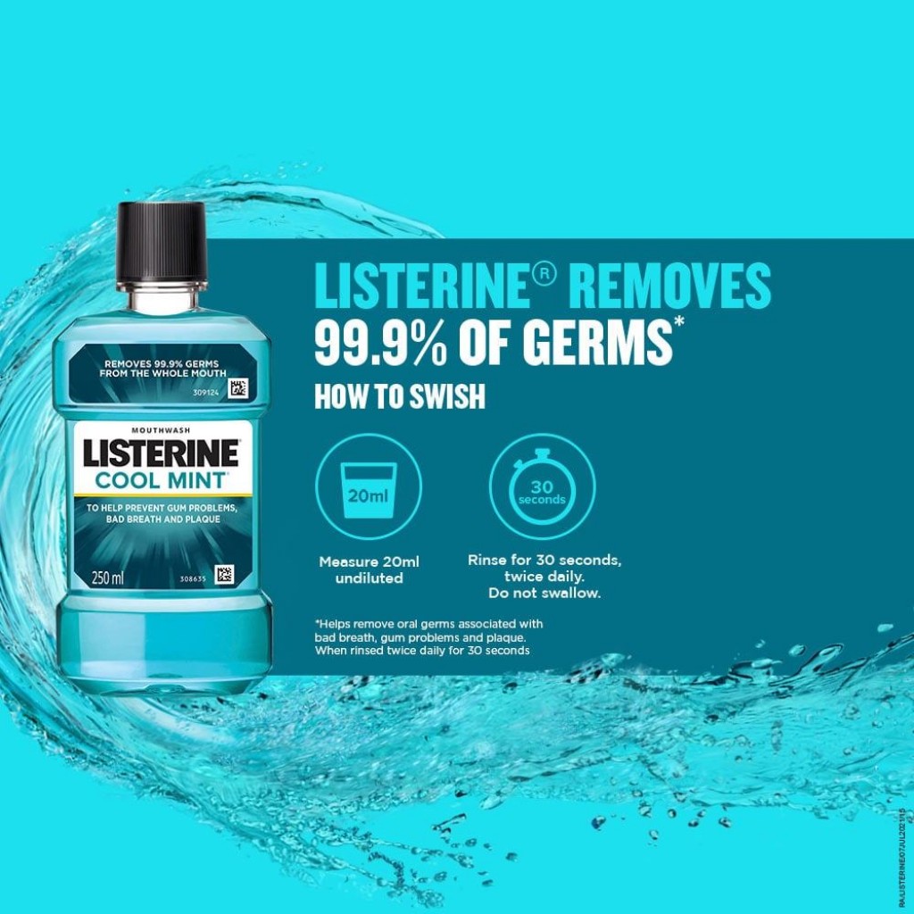 Listerine Cool Mint Mouthwash 750ml. Pack 2