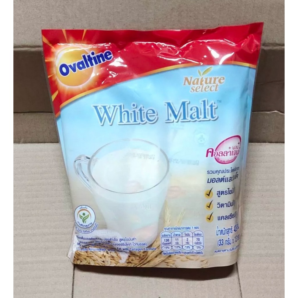 Ovaltine White Malt Beverage with Milk Low Fat 33g. Pack 13sachets