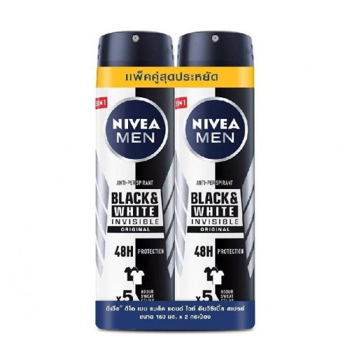 Nivea Men Black and White Invisible Spray 150ml. Pack 2