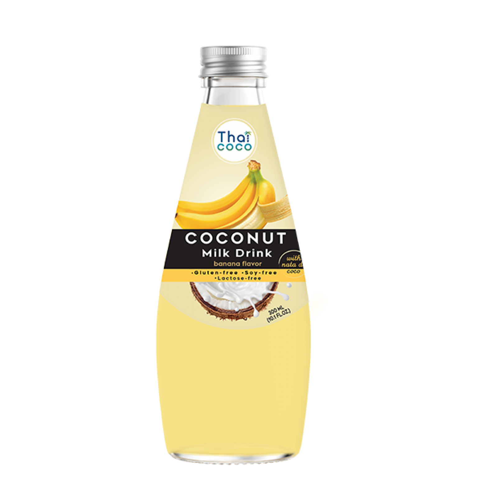 Coconut milk drink Banana flavor with Nata de coco 300 ml.