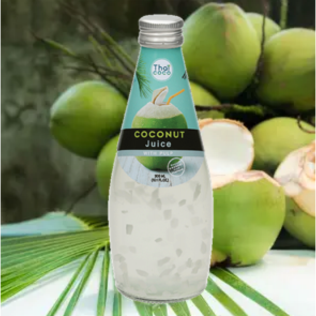 Bottled coconut water with pulp 300 ml.