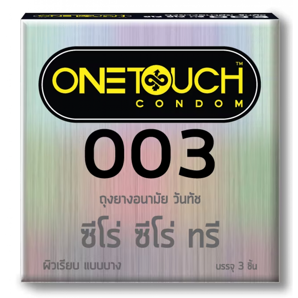 One Touch condom, model Zero Zero Three, thin 003 mm., size 52 mm., contains 3 pieces